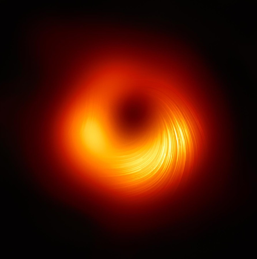 EHT가 2021년 발표한 M87 블랙홀의 편광 관측 영상